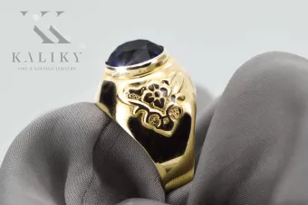 Кольцо Сапфир 14-кв Желтое золото Винтаж vrc078y